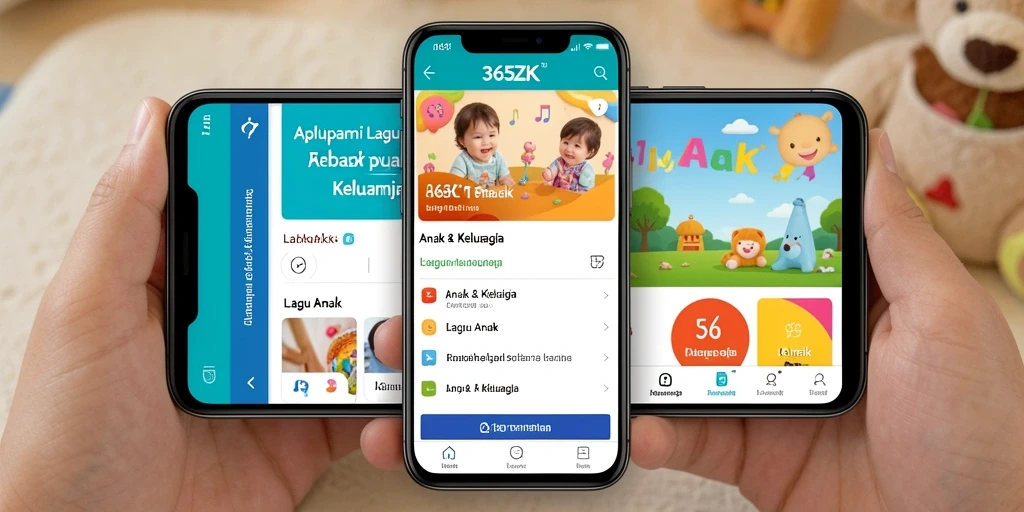 Antarmuka aplikasi 365ZK yang menarik untuk lagu anak.