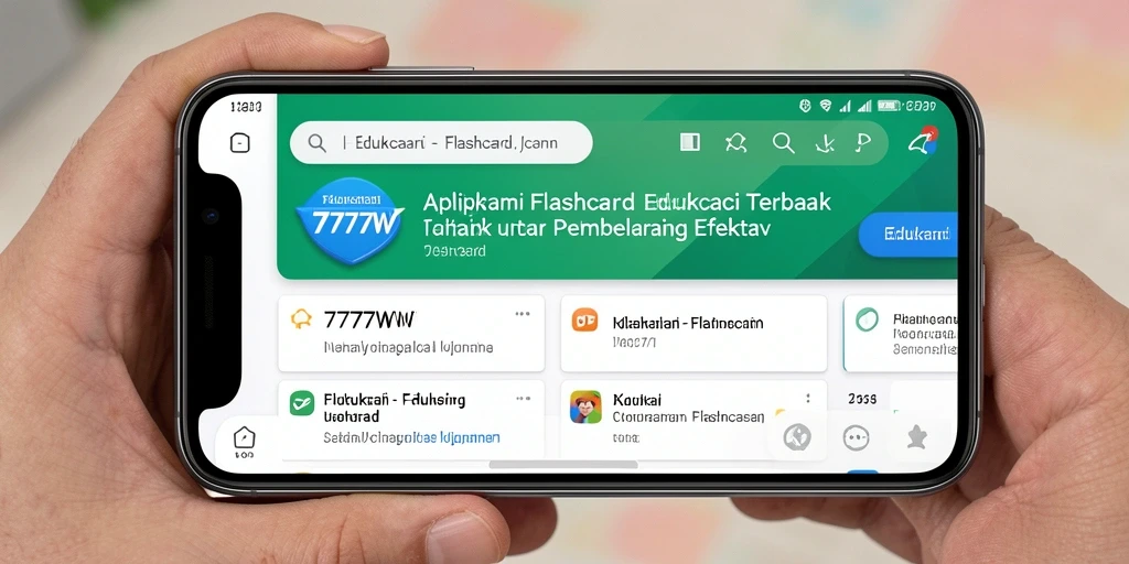 Antarmuka aplikasi Flashcard 7777W yang mudah digunakan.