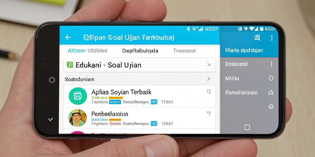 Antarmuka pengguna aplikasi Soal Ujian 93337 yang menarik dan interaktif.