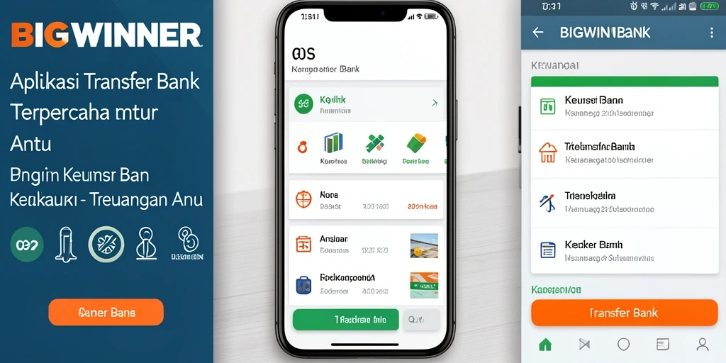 Antarmuka aplikasi BIGWINNER untuk transfer bank yang mudah digunakan.
