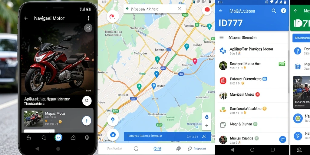 Antarmuka pengguna dari aplikasi Navigasi Motor ID777 yang intuitif dan informatif.