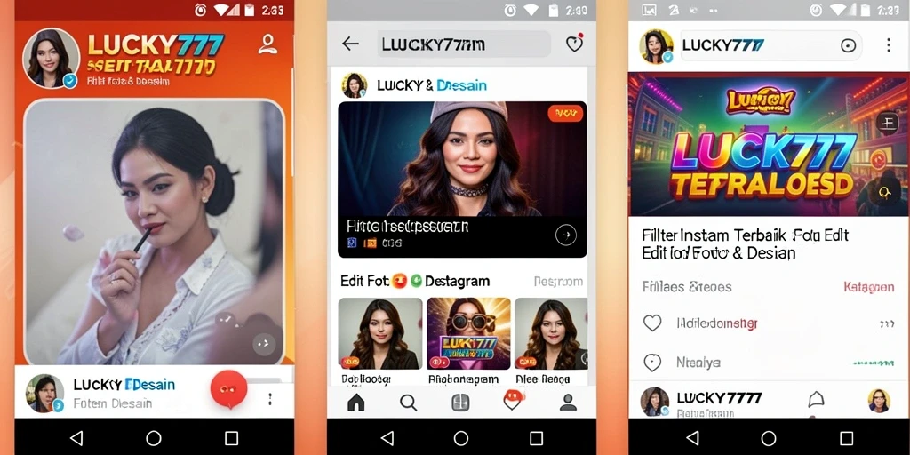 Antarmuka pengguna LUCKY777 yang penuh warna dan menarik untuk editing foto.