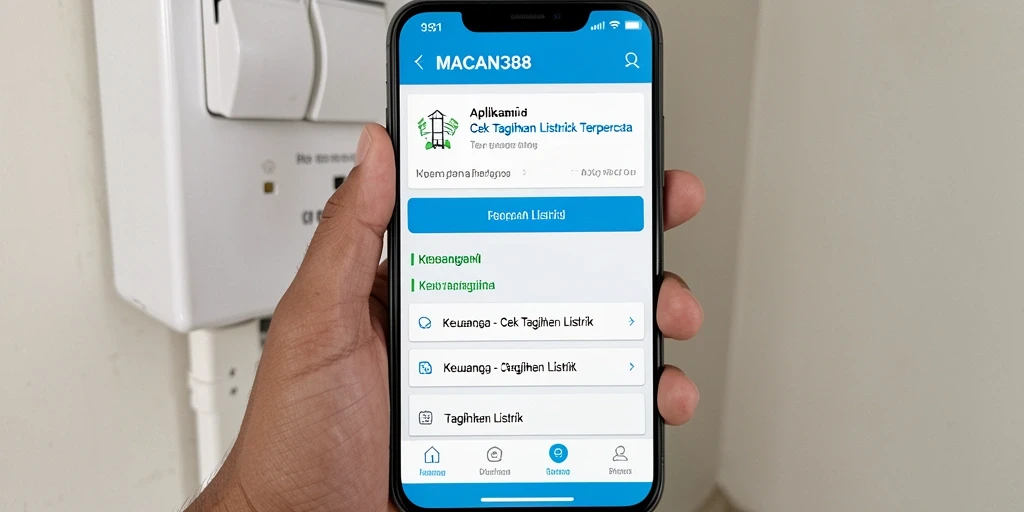 Tampilan antarmuka aplikasi MACAN388 untuk cek tagihan listrik.