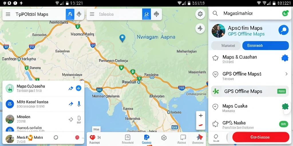 Tampilan antarmuka pengguna MPO1221 saat menjelajahi peta offline.