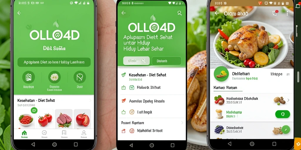 Antarmuka OLLO4D yang intuitif untuk aplikasi Diet Sehat.