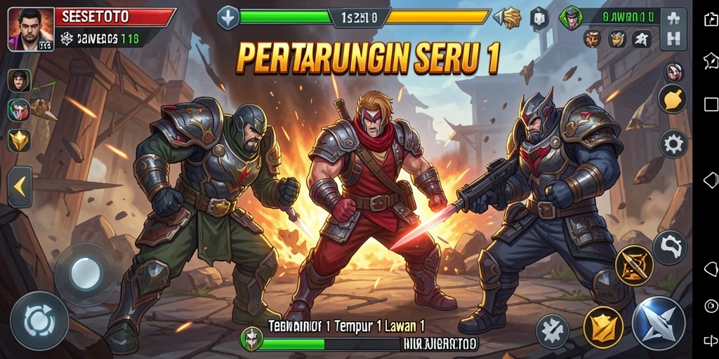 Antarmuka SESETOTO yang menarik saat pertarungan 1 lawan 1.