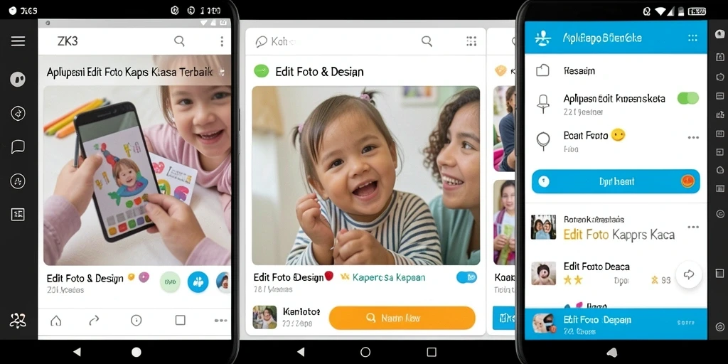 Antarmuka ZK3 menampilkan berbagai alat pengeditan foto kertas kaca.